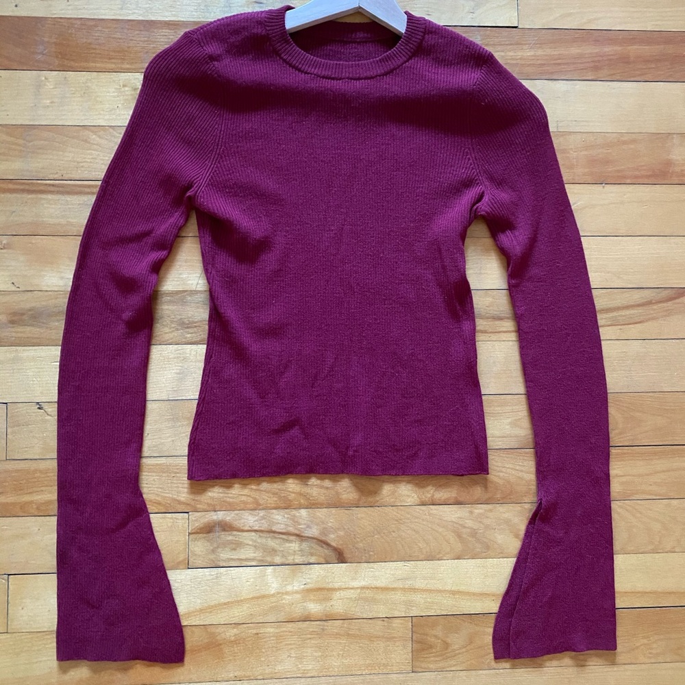 A.L.C. Rib merino long sleeve with split opening